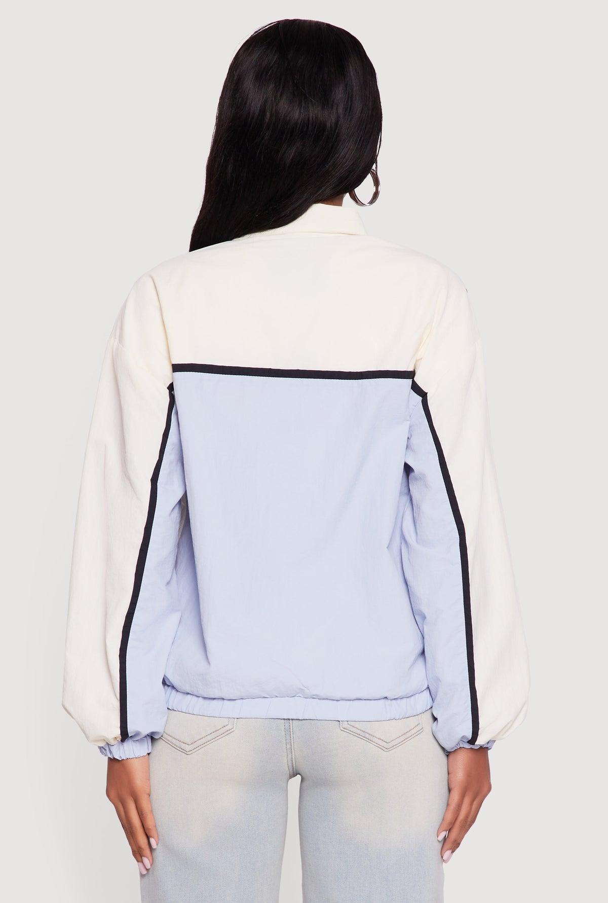 Color Blocked Goal Line Graphic Windbreaker Jacket