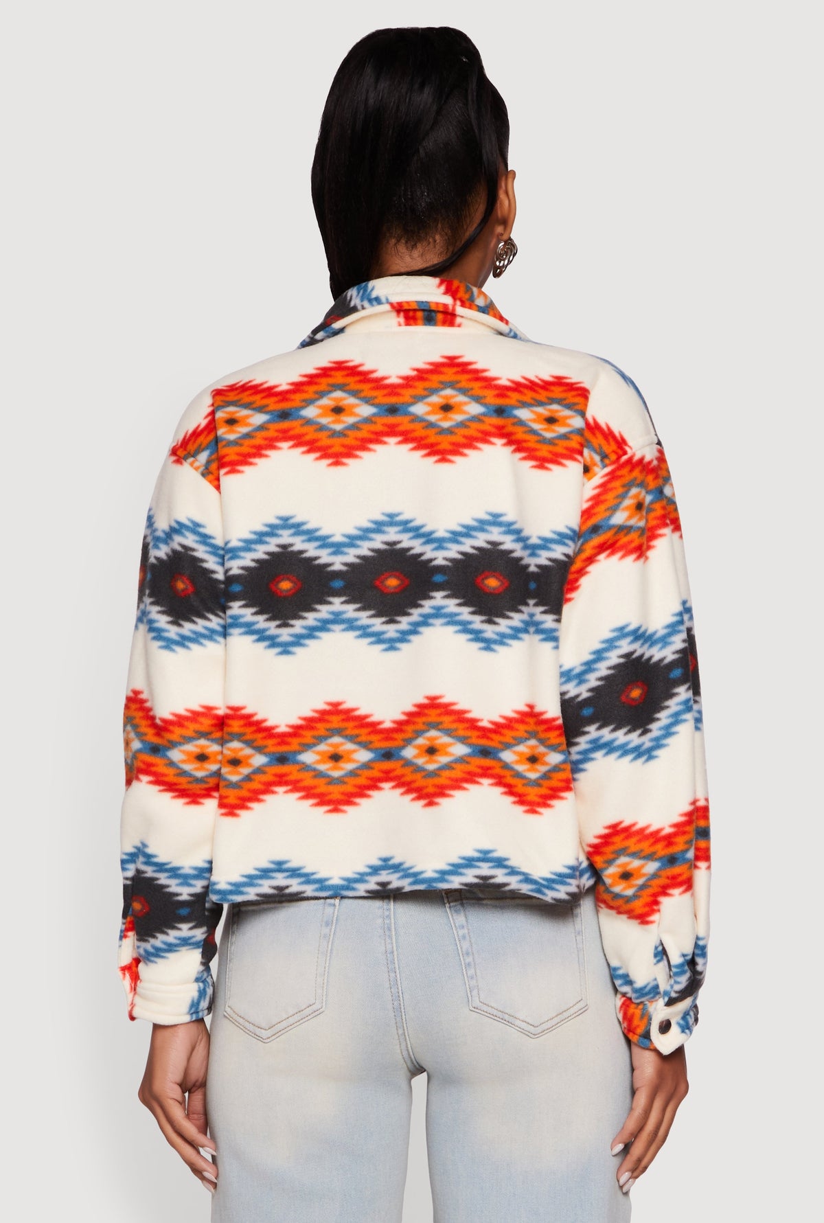 Sherpa Lined Aztec Pattern Fleece Jacket