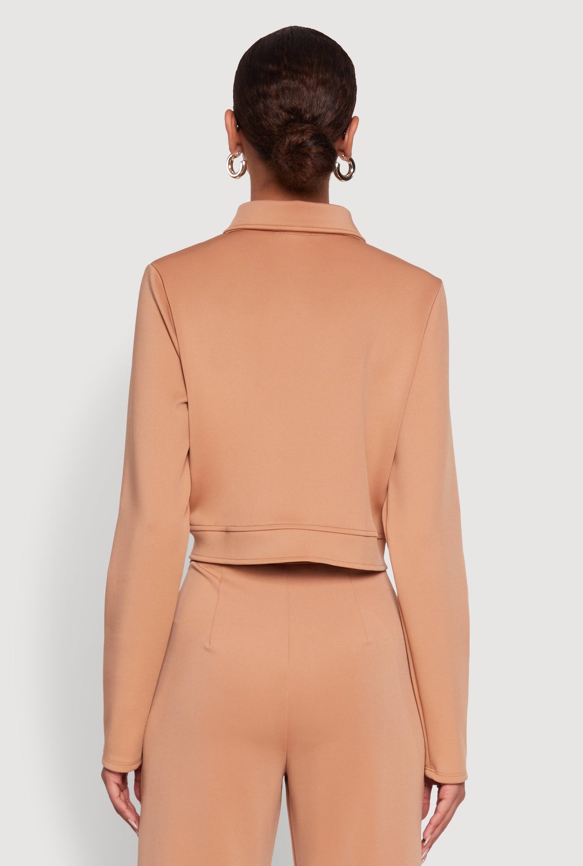 Scuba Metallic Button Front Cropped Shacket