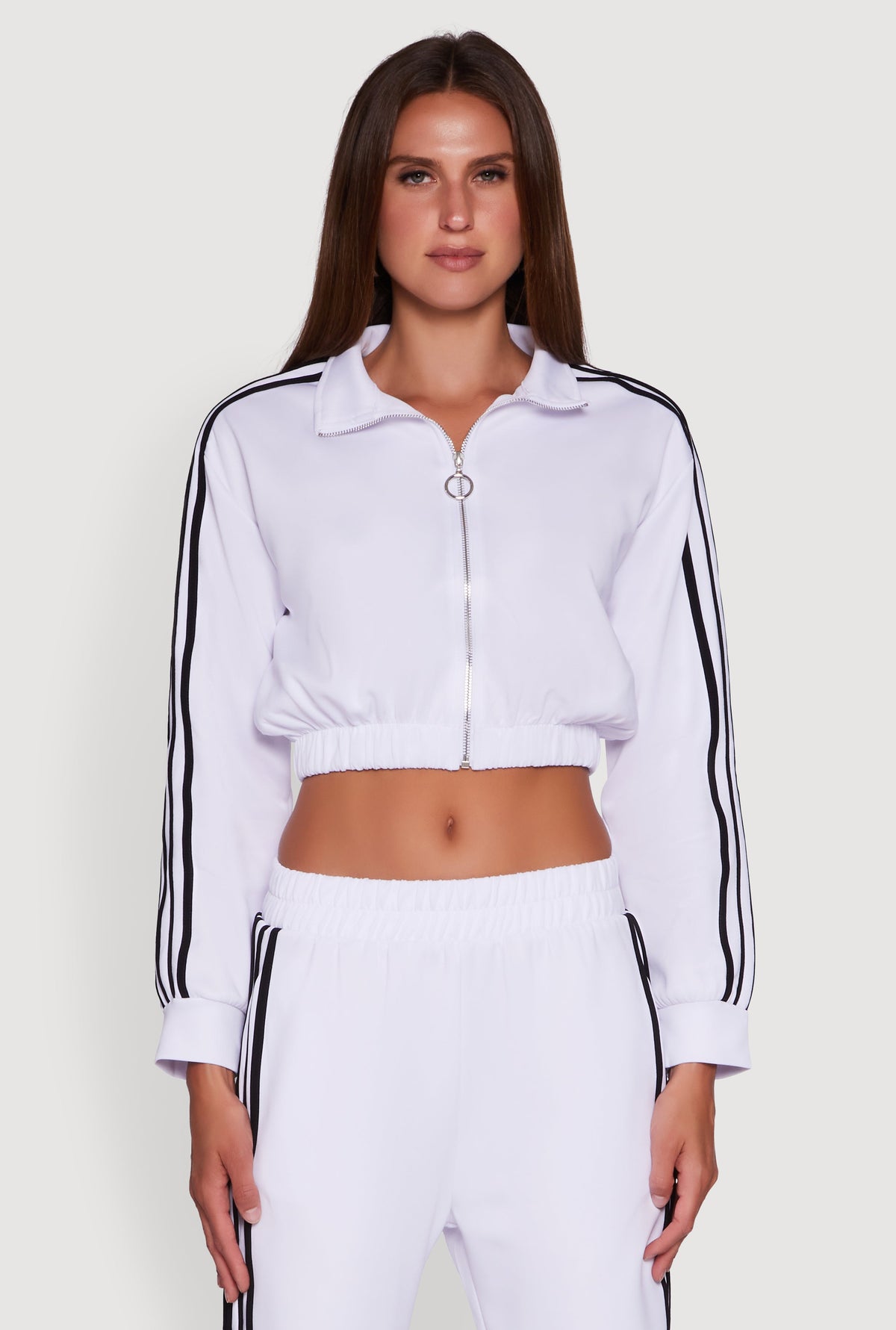 Collared Contrast Trim Zip Front Track Jacket