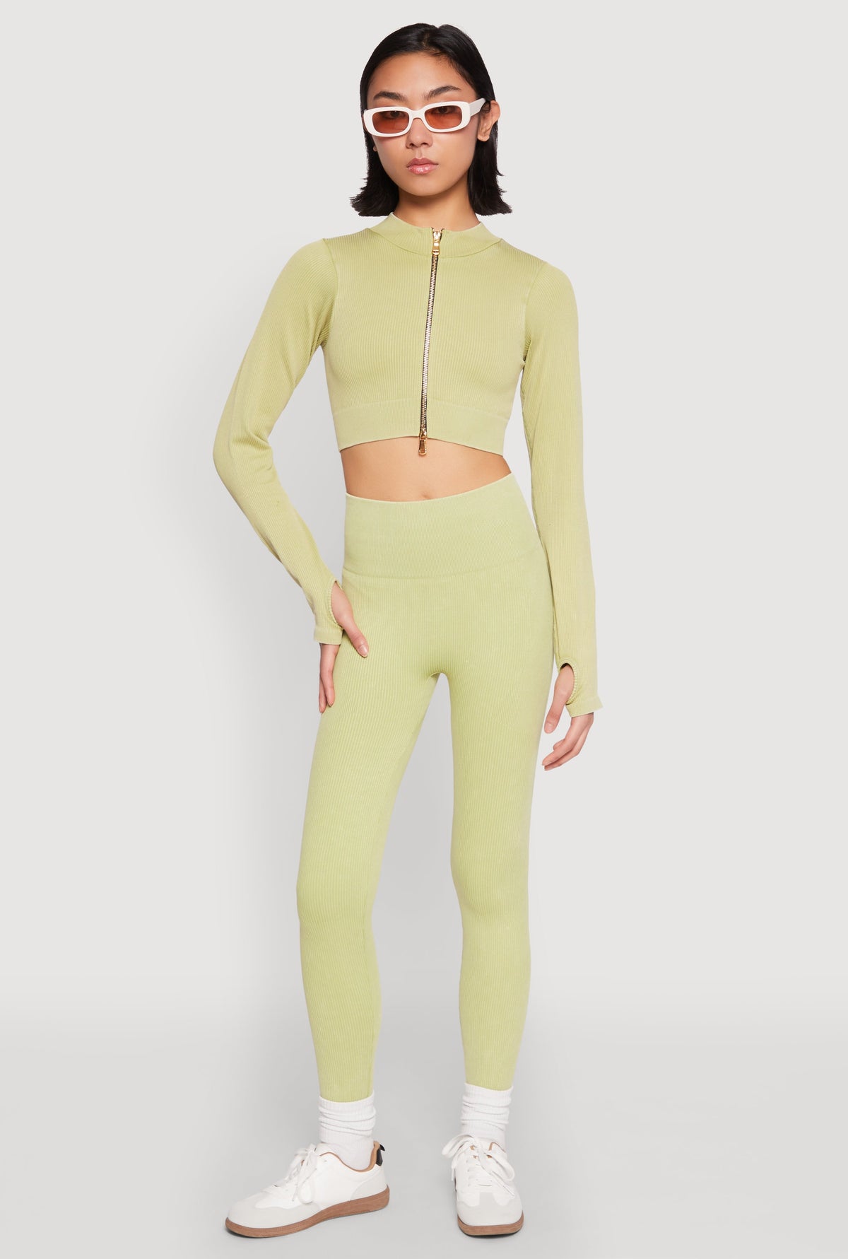 Daisy Ribbed Knit Cropped Track Jacket