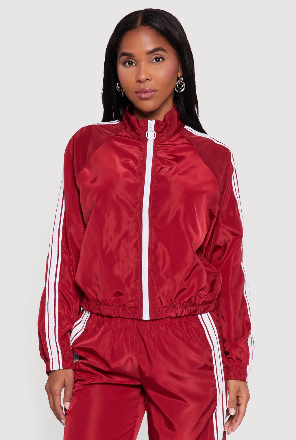 Almost Famous Mock Neck Zip Front Track Jacket