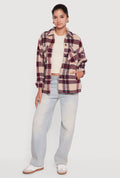 Plaid Brushed Knit Button Front Shacket