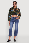 Daisy Patterned Jacquard Cropped Jacket