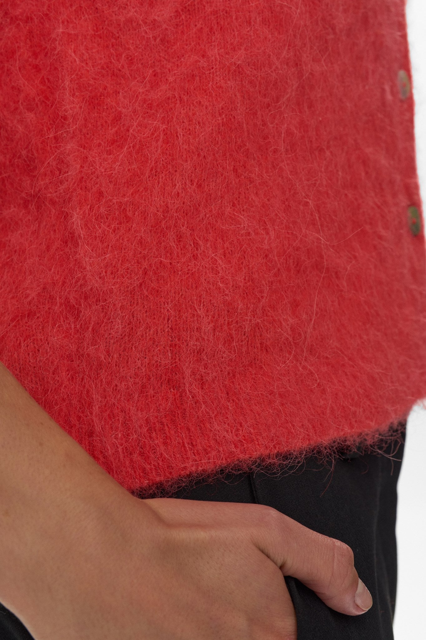 NUSURI BRUSHED SS CARDIGAN - Fiery Red