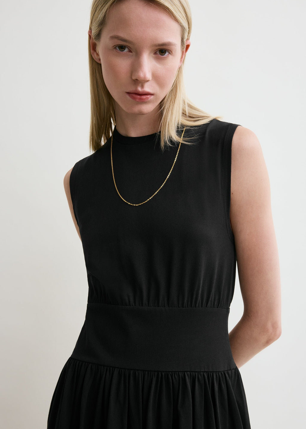 Sleeveless cotton tee dress black